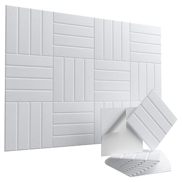 Акустичні панелі Vieshful самоклеючі від шуму з фетру, 30x30x1 см, білі (10 шт) — звукопоглинаючі плити для стін, студії, дому та офісу