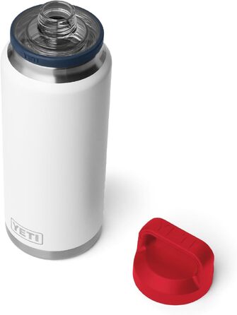 Термос-пляшка YETI Rambler із вакуумною ізоляцією та герметичною кришкою, нержавіюча сталь, 1020 мл (Білий/Синій/Червоний)