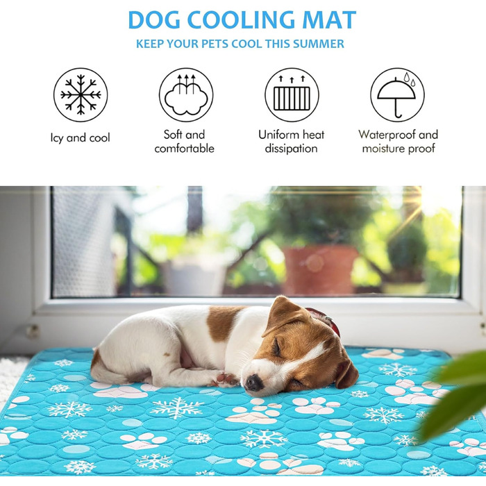 Килимок охолоджуючий для собак NIBESSER 2XL (150x100 см) - блакитна лапка, самоохолоджуючий, для дому, в авто