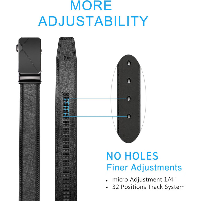 Чоловічий шкіряний ремінь SENDEFN з автоматичною пряжкою, ширина 35 мм, регульований розмір, чорний (125 см/36''-42'')