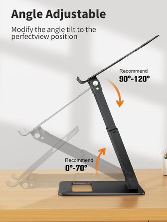 Adjustable Laptop Stand for Desk - Telescopic & Ergonomic Design - Fits 10-17 inch Laptops (Black)