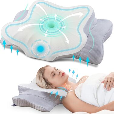 DONAMA Memory Foam Pillow Head Pillow Neck Pillow Ergonomic Side Sleeper Pillow for Side, Back & Stomach Sleepers