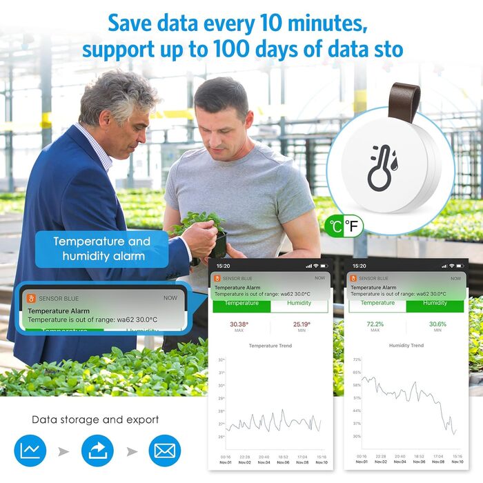 Brifit Bluetooth Thermometer Hygrometer, Digital Thermometer Hygrometer with APP & Data Storage, Temperature Humidity Sensor for Home, Office, Greenhouse, Wine Cellar, 3 Pack
