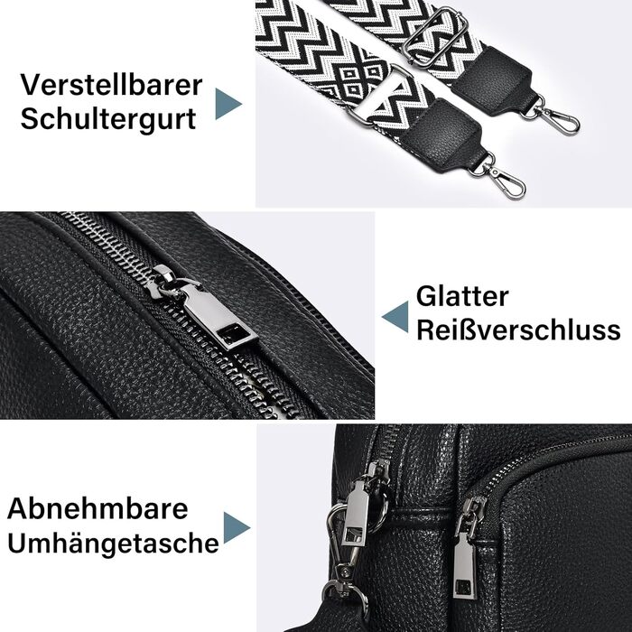 Сумка жіноча через плече крос-боді з PU шкіри, чорна - стильна маленька сумка з регульованим ремінцем