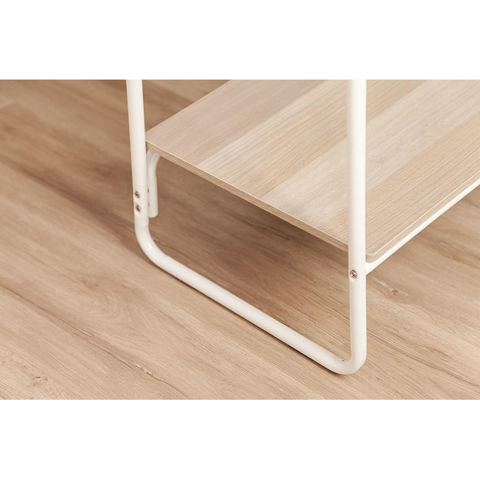 Iris Ohyama Clothes Rack with Wooden Shelves, 4 Levels, White, Modern Design, Robust Frame, Non-Slip, For Bedroom, Studio, Closet, Clothes & Shoes, Laundry Rack, Easy Assembly