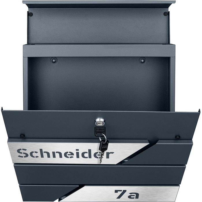 Поштовий ящик з газетницею з нержавіючої сталі, настінний, з замком та гравіюванням (срібний)