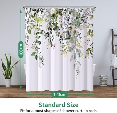 Шторка для душу REZAYMRS, 180x200 см, водонепроникна, з 12 гачками, поліестер, зелена