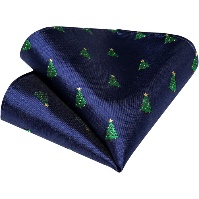 Комплект краватки, нагрудної хустинки та запонок DiBanGu для чоловіків: новорічний візерунок, святковий набір для вечірок (Синя ялинка)