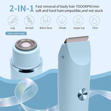 Електричний триммер для жінок, Bikini-trimmer, водонепроникний, для догляду за тілом (Blue)