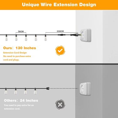 Льорочка з 50+2 LED-лампочками, 30 метрів, IP45, тепле світло, для саду, тераси, святкування, з пультом керування