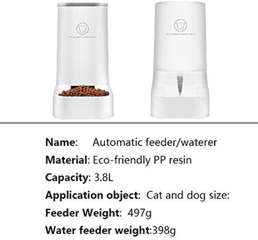 Автоматичний фонтанчик-диспенсер для корму та води для собак та котів, BPA-free, білий
