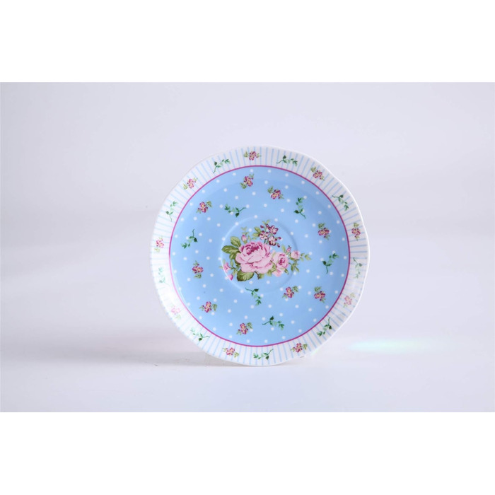 London Boutique Teapot and Cup, Vintage, Viktoria, Porcelain, in Gift Box, Ceramic, 15x15cm (Blue)