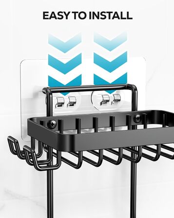 Підставка для мила на 2 рівні від Nieifi з водовідведенням, нержавіюча сталь, без свердління для душової кабіни, чорна