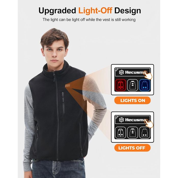 Електрична гріюча жилетка для чоловіків з powerbank 16000 mAh, 7.4 V - для полювання, катання на лижах, мотоциклів та активного відпочинку