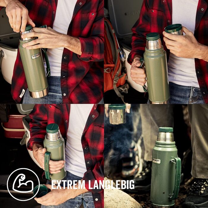 Stanley Classic Legendary Thermos - Keeps Drinks Hot or Cold for 24-32 Hours - Dishwasher Safe - Leakproof Lid Doubles as a Cup - BPA-Free Insulated Flask - Stainless Steel Thermos