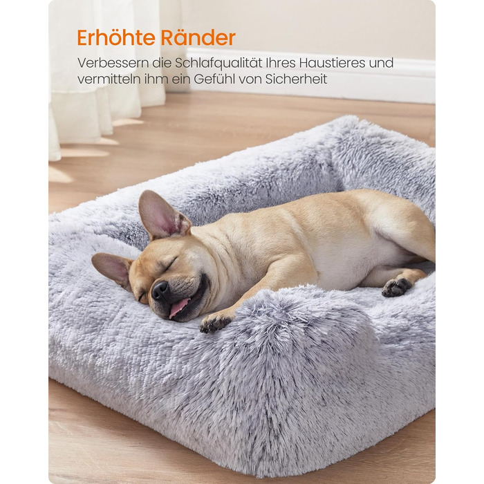Крісло-ліжко для собак Feandrea, 71x55x18 см, м'яке, з піднятими бортиками, знімний чохол, антиковзаюче, Ombré сірий PGW271G01 M