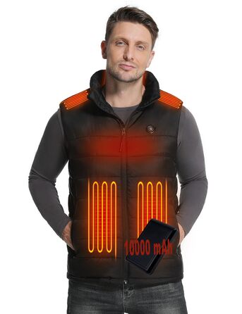 Обогревна жилетка Miss Doozy з Powerbank 10000mAh, 6 зон нагріву, 3 режими температури - для чоловіків та жінок, Outdoor, мотоцикл, туризм, XXL