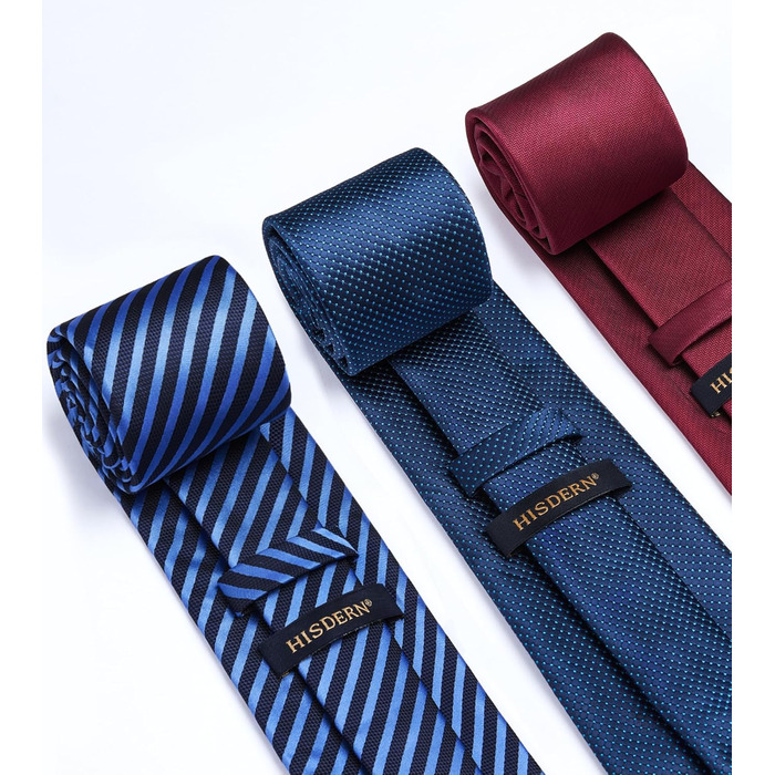 HISDERN Комплект краваток для чоловіків: 3 краватки + 1 нагрудна хустинка. Шовкові краватки, класичний стиль, для весілля та свят.