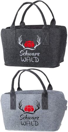 GILDE Felt Bag with Black Forest Logo as a shopping bag/wooden bag/beach bag – tear-resistant & carries a lot of weight – safely cushions your purchases and has plenty of storage space (Black Forest Dark Grey)