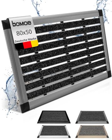 Придверний килимок AluGant для вулиці з алюмінію, 50x80 см, синьо-сірий металік, стрічка для очищення взуття