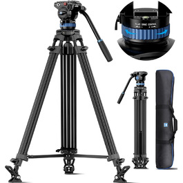 SIRUI AM-25S: Професійний штатив для відеозйомки з Fluid-головкою, 190 см, для камер, DSLR, відеокамер, максимальне навантаження 10 кг