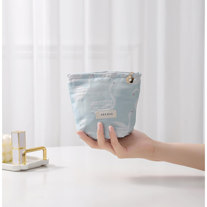 Косметичка для макіяжу 2 шт. Органайзер для косметики для дівчат та жінок. Підходить для подорожей та як подарунок. Колір: блакитний, з лебедем