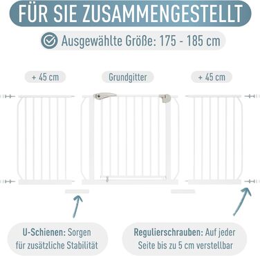 Захист для сходів IB STYLE для дітей - сітка для сходів, перегородка для тварин, без свердління, білий, 67-75 см