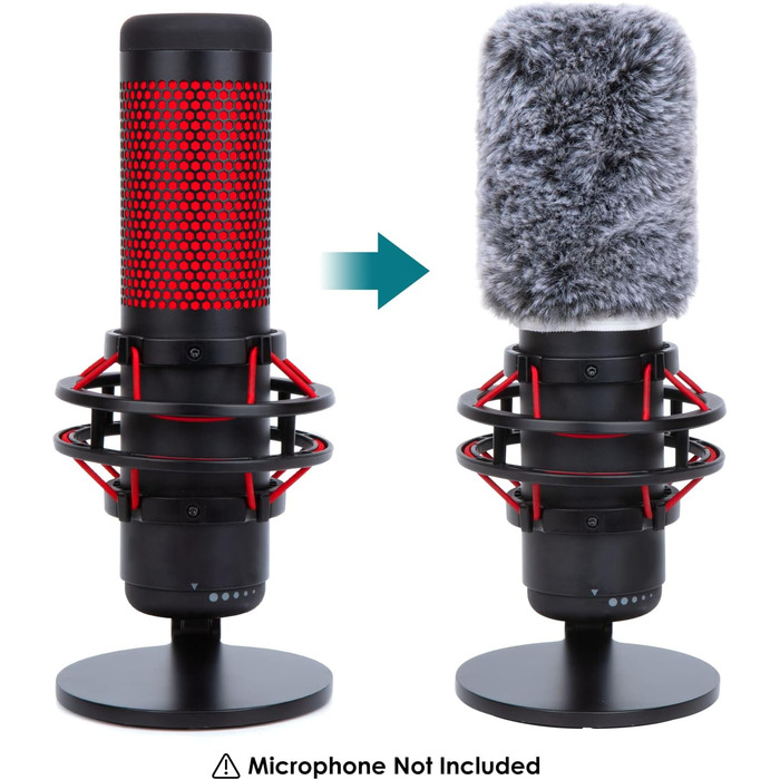 Тримач для мікрофона YOUSHARES з кріпленням для HyperX QuadCast, металевий, з насадкою для кріплення до столу та вітрозахистом, для стін та столів (2 хутряні насадки)