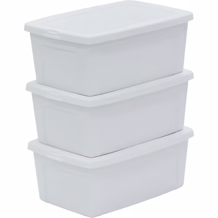 Iris Ohyama Versatile Storage Boxes, 3-Piece Set, Easy-Closing Lid, Stackable, Plastic, For Closet, Shelves, Classroom, Organization, Art Supplies, Shoes, MCB-30 (White, 11L)