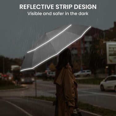 G4Free Гольф-парасолька велика, 10 ребер, автоматична, стійка до вітру, сіра (54 дюйми)