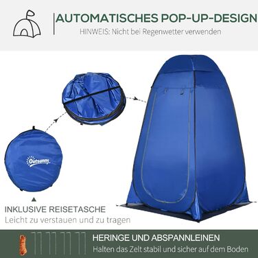 Outsunny Pop-Up Shower Tent Toilet Tent - Portable Outdoor Changing Room & Privacy Shelter with Carry Bag - 126x124x189cm