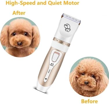 Бездротовий триммер для собак INF з аксесуарами, тихий, золотий/білий