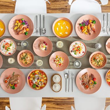 Набір посуду Vancasso SABINE 32 елементи, кераміка, на 8 осіб, тарілки для їжі, десерту, пасти та суп, сучасний сервіз з візерунком 