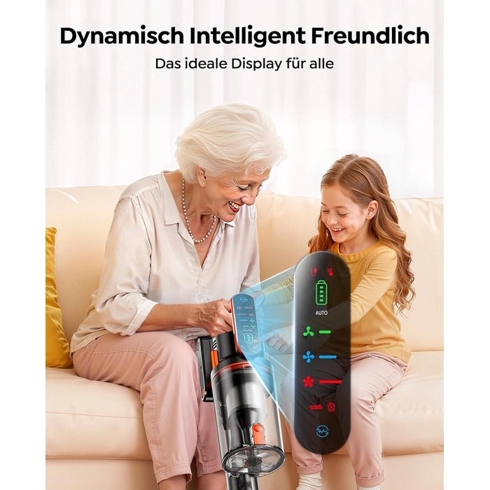 Бездротовий акумуляторний пилосос Fieety 600W з ароматерапією та гнучким з'єднанням, 65 хвилин роботи, для твердих поверхонь, килимів та авто