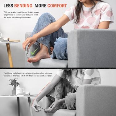 Кусачки для нігтів BEZOX ергономічні з похилим лезом для товстих нігтів (чорні). Кусачки для нігтів для літніх людей, чоловіків та жінок з металевим пилком.