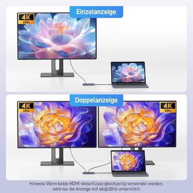 Док-станція Acer USB-C 9-в-1: Dual HDMI 4K@60Hz, 3xUSB-A, USB-C 5Gbps, 100W PD, SD/TF, для Dell, Chromebook, MacBook, Surface