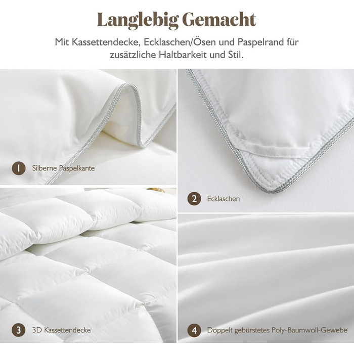 BPC Luxurious Goose Down Duvet 155x220, Lightweight Summer Duvet with Down, Extremely Soft, Fluffy Feather and Down Filling, Öko-Tex and RDS Certified Down Duvet 155x220 cm