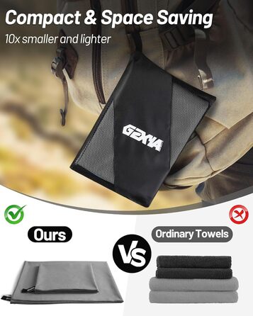 Набір рушників з мікрофібри GZXYA (3 шт.): великий (180x60 см) + 2 маленькі (80x40 см). Швидковисихаючі рушники для спорту та відпочинку. Темно-сірий колір.