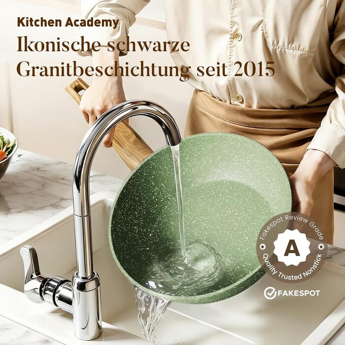 Набір посуду Kitchen Academy для індукційних плит, 17 предметів, антипригарне покриття, зелений