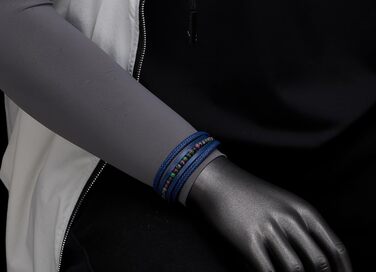 Браслет Coolsteel&Beyond з магнітним застібком: шкіряний, плетений, з намистинами (синій/зелений & рожевий)