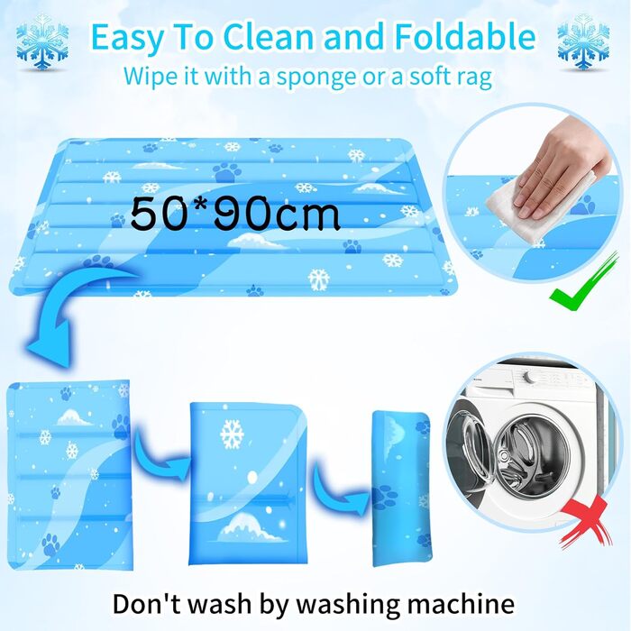 Кілим-охолоджувач для собак та котів, 50x90 см, блакитний. Самостійно охолоджуючий, з нетоксичним гелем, зносостійкий