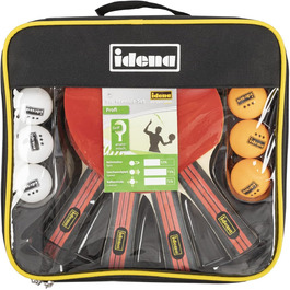 Набір для настільного тенісу Idena 40222 (12 предметів) – професійний, 4 ракетки, 8 м'ячів, якість 3 зірки, у футлярі