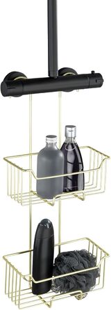 WENKO Thermostat Shower Caddy Model Milo, 2 Tiers, Shower Shelf for Hanging on the Faucet, Stainless Steel (Rustproof) Shelf, 25 x 55 x 14 cm, Gold
