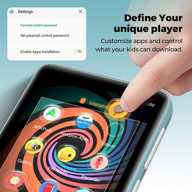 MP3 плеєр 160GB з Bluetooth та WiFi, Android плеєр для дітей з сенсорним екраном 4