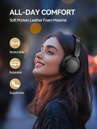 1MORE Sonoflow Pro Бездротові навушники Bluetooth з активним шумопоглинанням, Over-Ear, LDAC, Hi-Res звук, Bluetooth 5.4, 100 годин, зручні, кристально чисті дзвінки (Чорний)