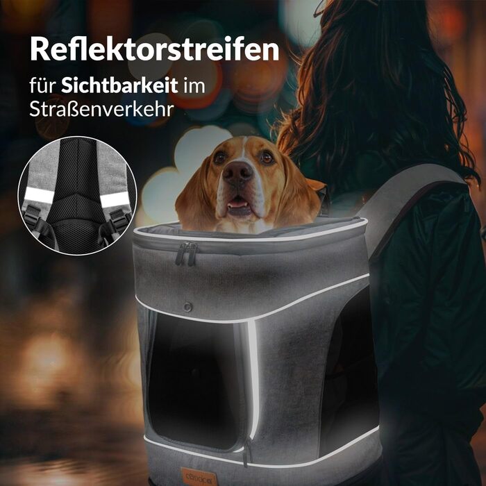 Рюкзак для тварин до 20 кг, сірий: регульовані ремені, складаний поводок, переноска для собак та котів