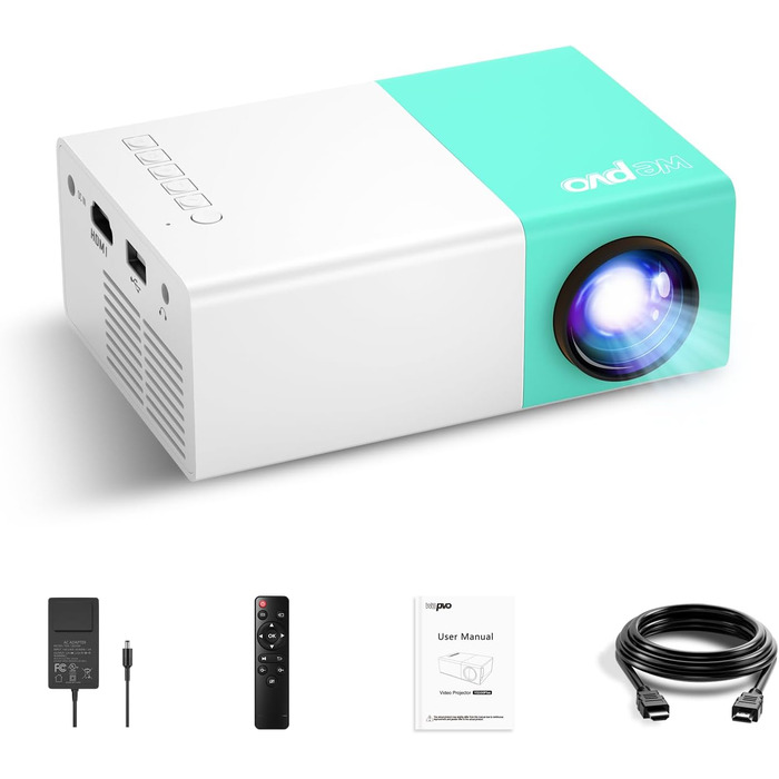 Mini Beamer YG300Plus: Портативний проєктор для дітей, Outdoor, LED Pico Beamer для домашнього кіно, з USB, HDMI, Type-C та пультом ДУ