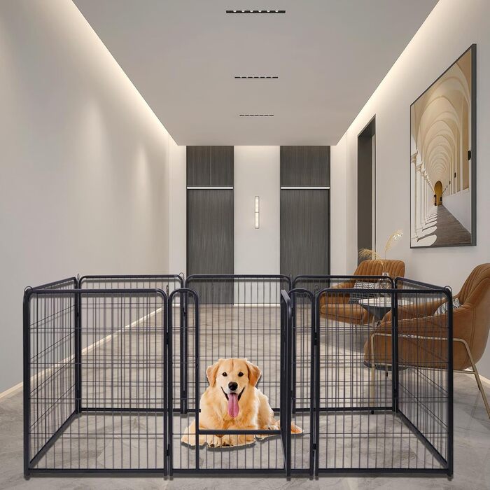 Набір вольєрів для собак Subtlety з дверима та ґрунтовими анкерами: портативний вольєр для цуценят та собак, для саду та кемпінгу (8 шт.)