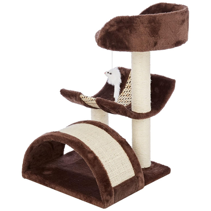 Kerbl Scratching Post Safari (Height 60 cm, with lying cushion, curved scratching board and lying basin, base plate 38 x 38 cm) 82529