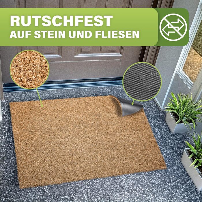 Кокосовий килимок для підлоги [водостійкий] - надміцний - для входу [зовнішній] - килимок для входу 40x60 см, натуральний